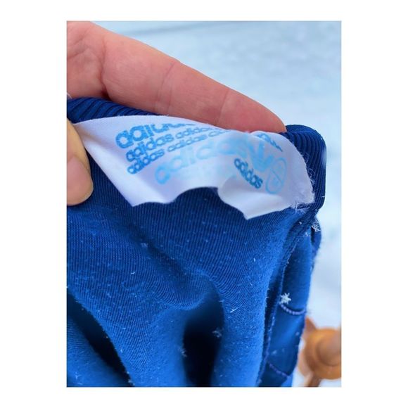 SOLD Vintage Adidas Track Jacket 1980s Full Zip Blue Red White Sz M Mock Neck - Picture 9 of 10